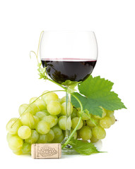 Wall Mural - Red wine glass and grapes