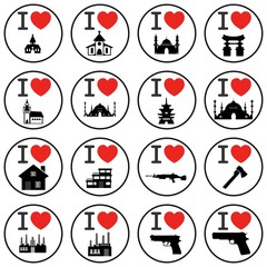 Sticker - 16 symboles J'aime