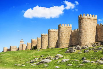 Scenic medieval city walls of Avila, Spain, UNESCO list