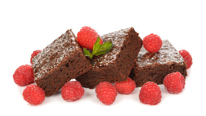 Poster - Chocolate brownies with raspberries