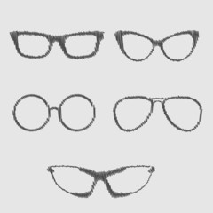 Poster - Glasses set. Isolated Icons. Scribble effect