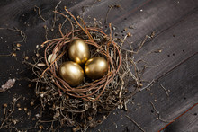 Golden Eggs In Nest