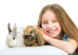 little girl with rabbitsd