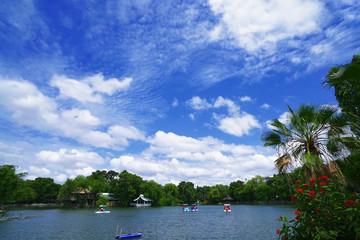 Lake in national park with beautiful blue sky