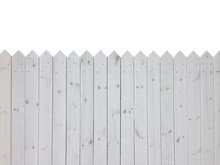 White Wooden Fence Isolated On White Background With Copy Space