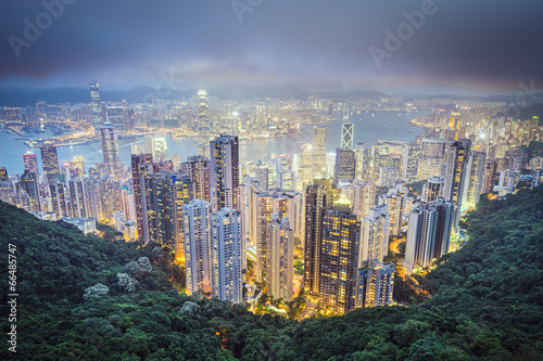 Naklejka samoprzylepna Hongkong Chiny panoramę miasta