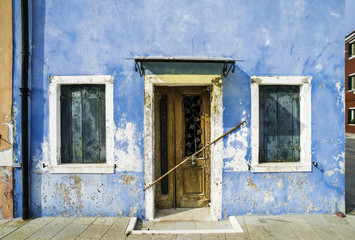 Wall Mural - Bright blue color house in Venice