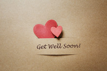 Get Well Soon Message With Red Hearts