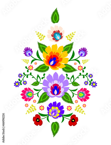 Fototapeta na wymiar Traditional Polish floral folk pattern vector