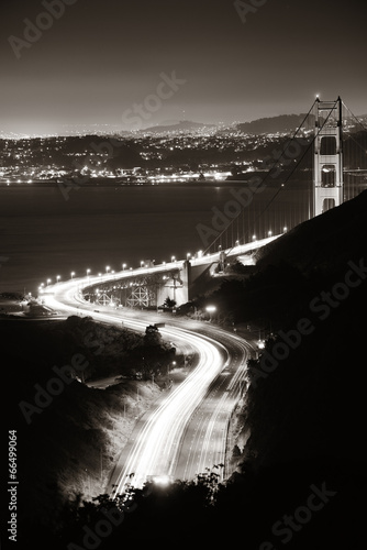 Obraz na płótnie canvas trzyczęściowy "tryptyk" Most Golden Gate w nocy