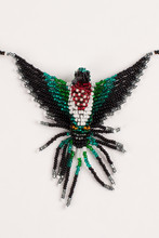 Intricately Beaded Fashion Jewelry Of A Majestic Hummingbird Necklace