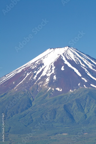 Fotoboard na płycie Mt fuji w sezonie letnim od jeziora kawaguchiko, yamanashi