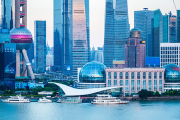 Canvas Print - modern city closeup in shanghai