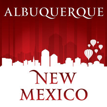 Albuquerque New Mexico City Skyline Silhouette Red Background