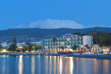 Wall Mural - Coastline of Kos island in Greece during nightfall