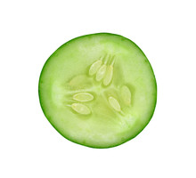 Fresh Cucumber Slice Isolated On White Background
