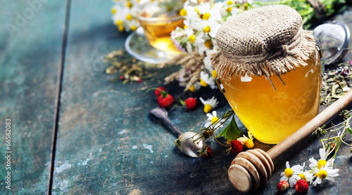 Nowoczesny obraz na płótnie Honey and Herbal tea