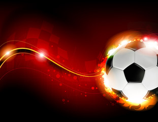 Soccer ball on red  background