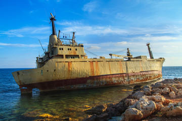 Wreckage in warm sunset light near Paphos, Cyprus