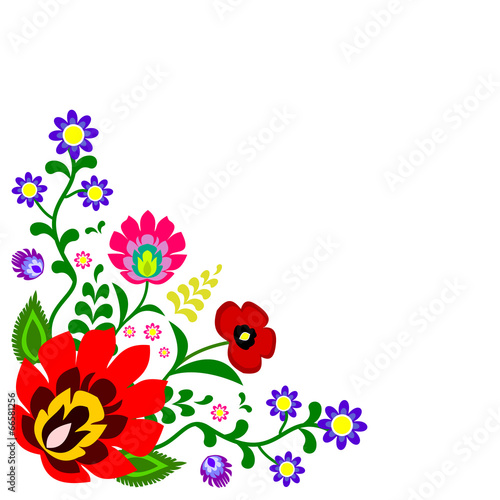 Plakat na zamówienie Polish slavic traditional folk corner floral decoration vector