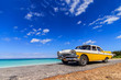 Classic taxi parked near the beach in Vinales, Cuba