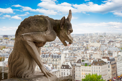 Obraz na płótnie canvas dwuczęściowy "dyptyk" Gargulec na katedrze Notre Dame, Francja