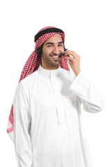 Arab saudi operator man working with headset on the phone