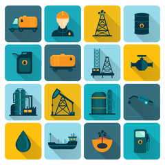 Canvas Print - Oil Industry Flat Icons