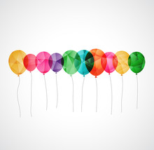 Birthday Card With Colorful Transparent  Balloons