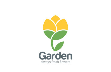 Poster - Flower abstract vector logo design. Creative garden icon