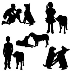 Canvas Print - Vector silhouette of children.