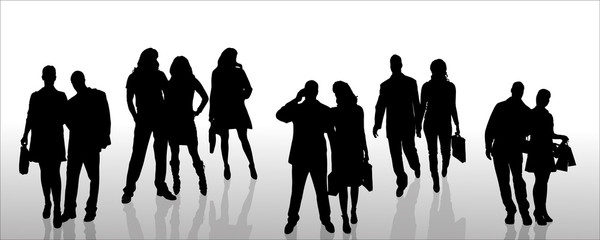 Sticker - Vector silhouette of business people.