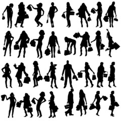 Canvas Print - Vector silhouette of people.