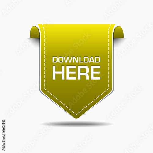 Valokuva Download Here Yellow Label Icon Vector Design