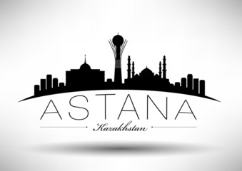 Wall Mural - City of Astana Typographic Skyline Design