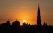 Brussels - Silhouette from Monts des Arts in evening.