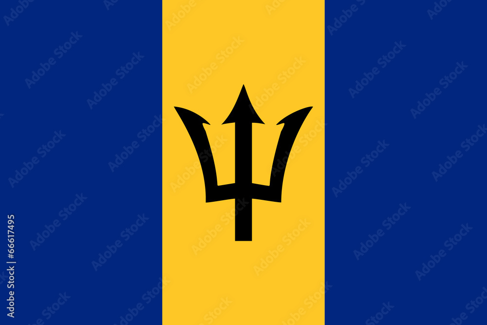 High detailed vector flag of Barbados - obrazy, fototapety, plakaty 