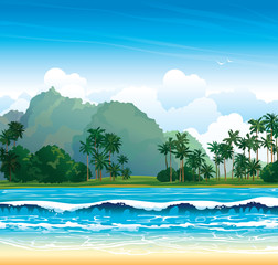 Poster - Tropical landscape. Nature vector.