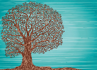 Old twisted grafic tree