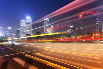 Sticker - Night, Shanghai Pudong light trails