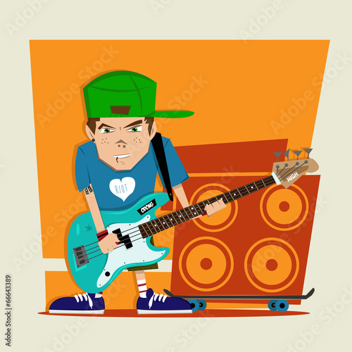 Fotoboard na płycie Ilustracja punk rock boy bass player