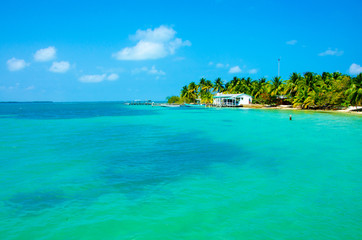 Paradise Beach on beautiful island South Water Caye - Belize