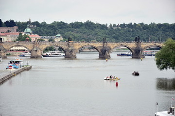 Wonderful view of the main sights of Prague. Beautiful and hospitable Prague. The best city for tourism and recreation. Stock photo.