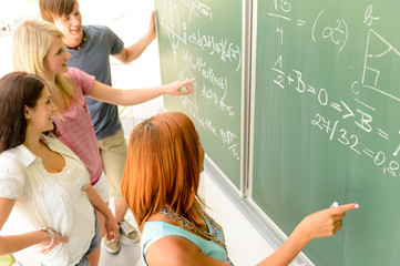 Sticker - Math student write on green chalkboard classmates