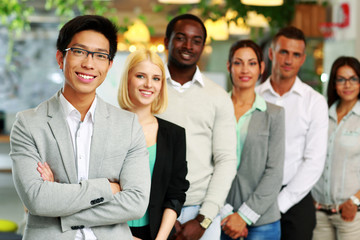 Wall Mural - Portrait of a smiling group business people