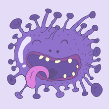Purple Virus  Characte Colorful (bacteria) Vector Illustration