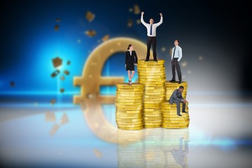 Aufkleber - Composite image of business people on pile of coins