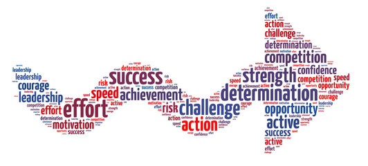 words illustration of concept of success over white background