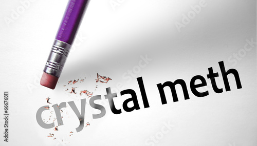 Fotografía Eraser deleting the word Crystal Meth