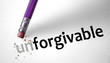 Eraser changing the word Unforgivable for Forgivable